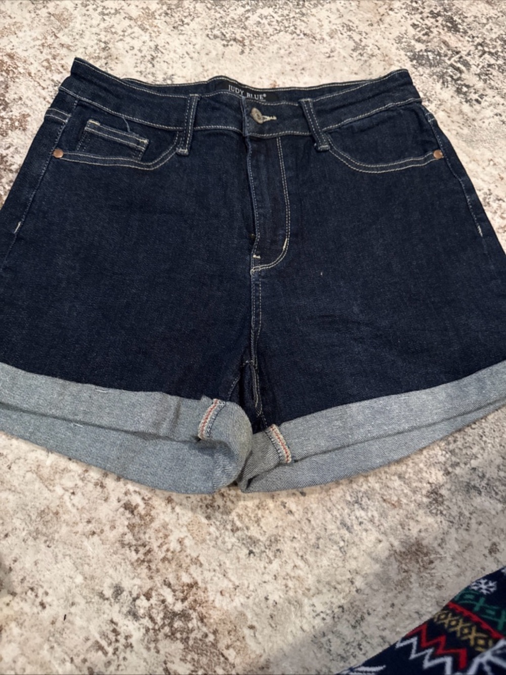 Judy Blue Dark Blue Rolled Cuff Denim Shorts